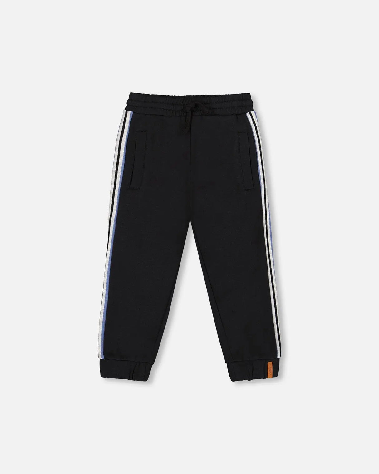 Fleece Sweatpants With Side Stripes Black | Deux par Deux | Jenni Kidz