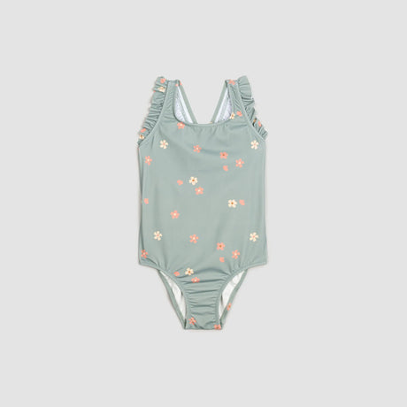 Floral Print on Dusty Green One-Piece Baby & Toddler Girls Swimsuit | Petit Lem | Miles The Label | Jenni Kidz