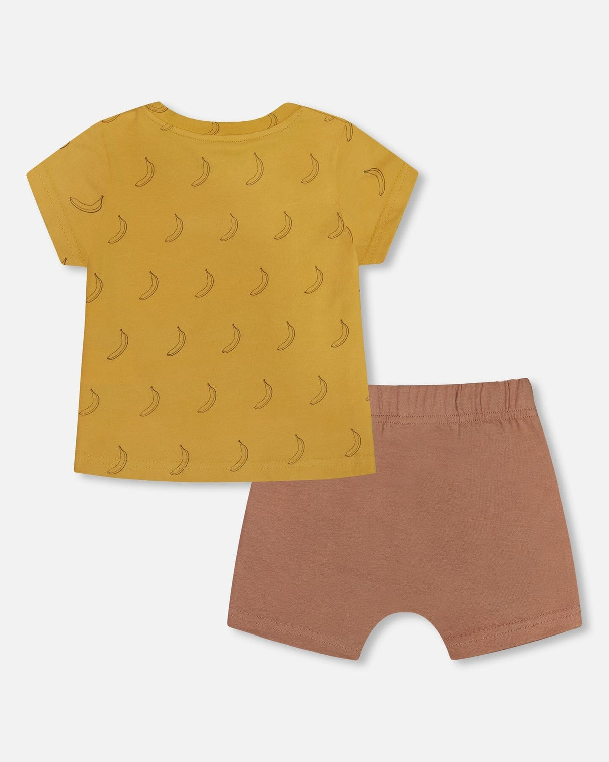Printed Organic Cotton Top And Short Set Brown, Yellow, And Bananas-1