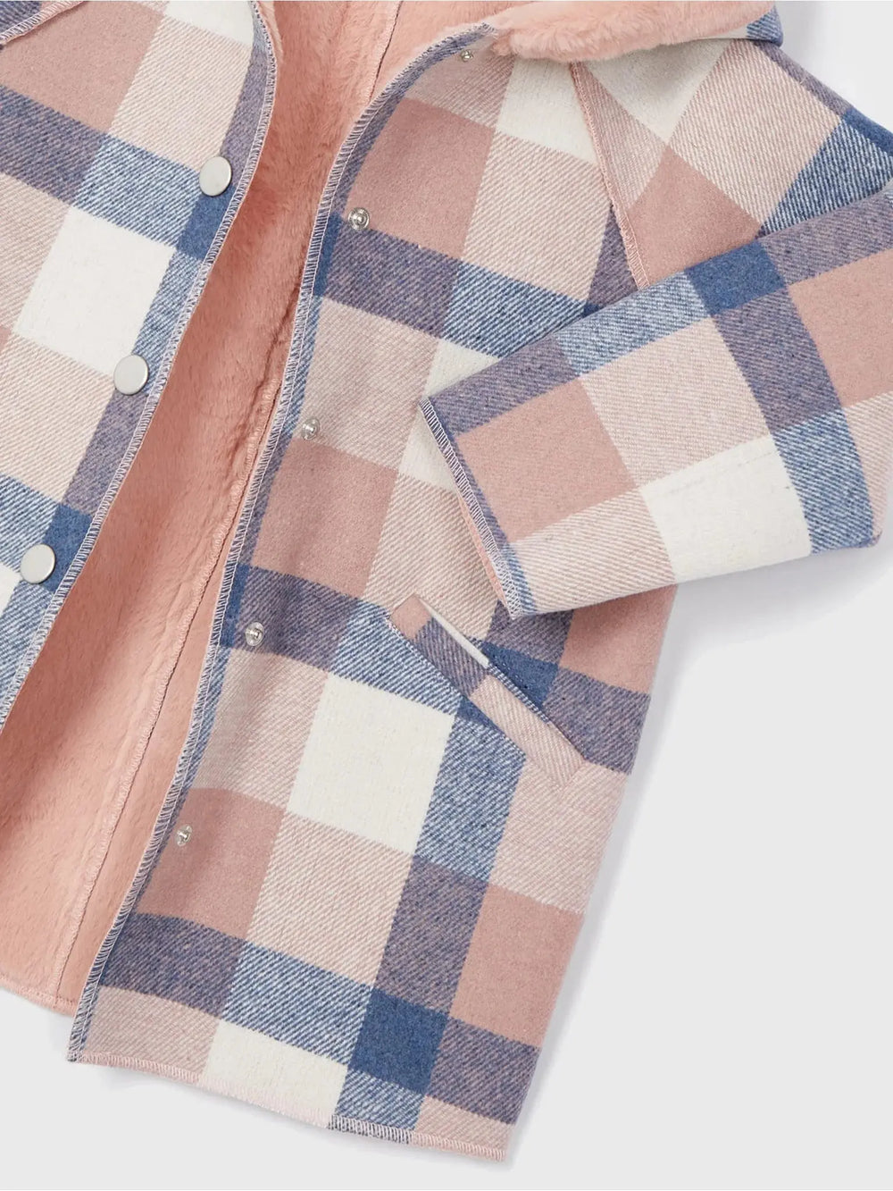 Girl's Hooded Plaid Coat Rose | Mayoral | Mayoral | Jenni Kidz