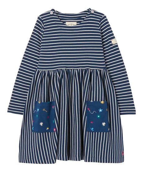 Girls Blue Stripe Nancy Breton Pocket A-Line Dress | Joules | Joules | Jenni Kidz
