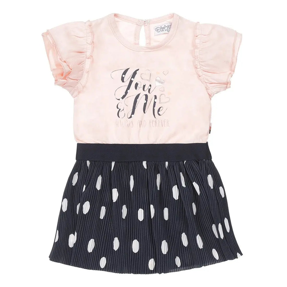 Girls Dress Pink Dark Blue Dots | Dirkje | Dirkje | Jenni Kidz