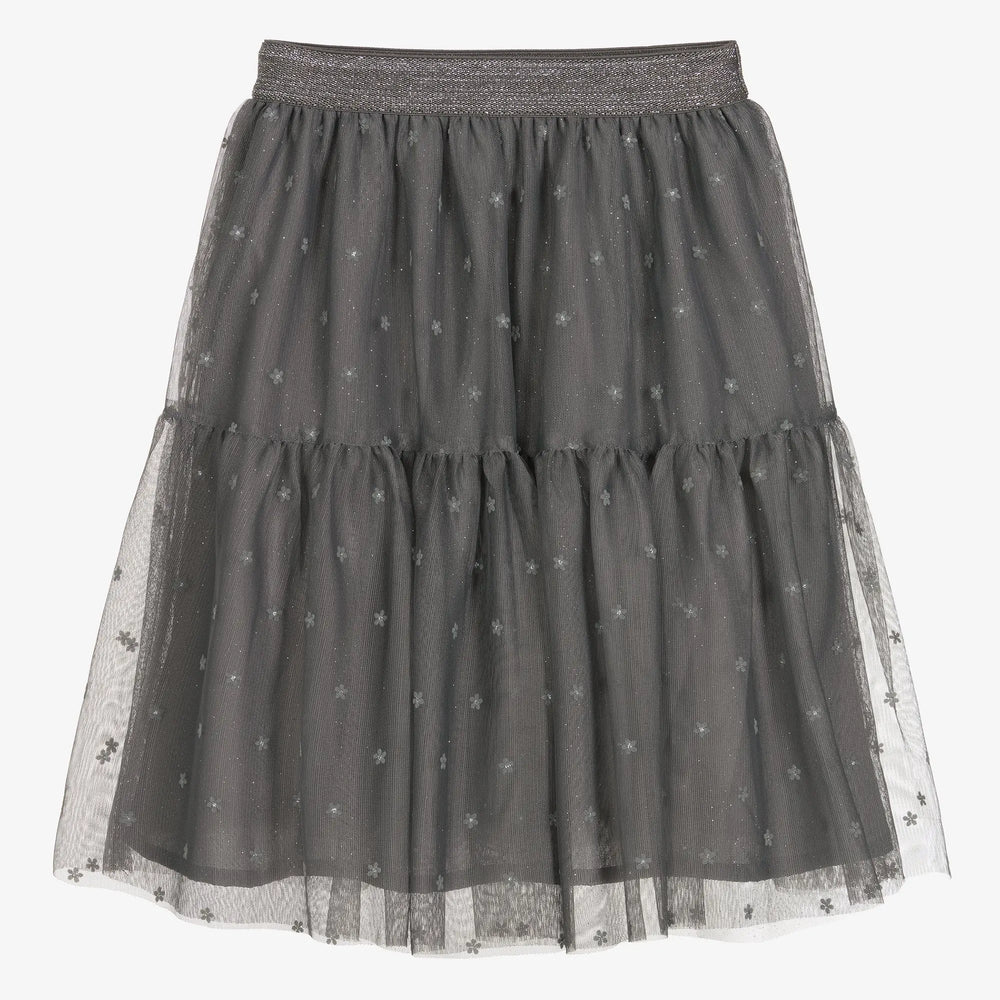 Girls Grey Flower Tulle Skirt | Mayoral | Mayoral | Jenni Kidz