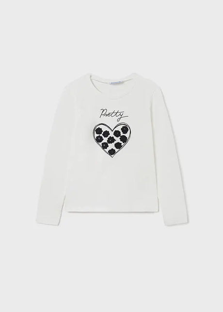 Girls Heart Long Sleeved T-Shirt - White | Mayoral | Mayoral | Jenni Kidz