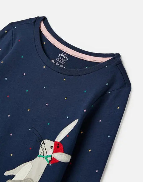 Girls Navy Long Sleeve Rabbit T-Shirt  | Joules | Joules | Jenni Kidz