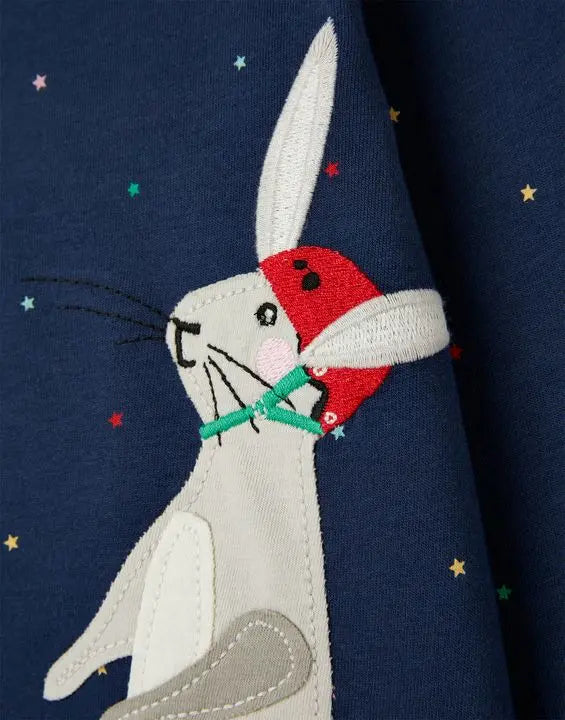 Girls Navy Long Sleeve Rabbit T-Shirt  | Joules | Joules | Jenni Kidz