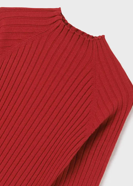 Girls Ribbed Knit Mockneck Long Sleeve - Red | Mayoral | Mayoral | Jenni Kidz