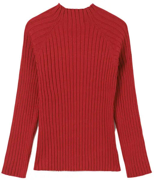 Girls Ribbed Knit Mockneck Long Sleeve - Red | Mayoral | Mayoral | Jenni Kidz
