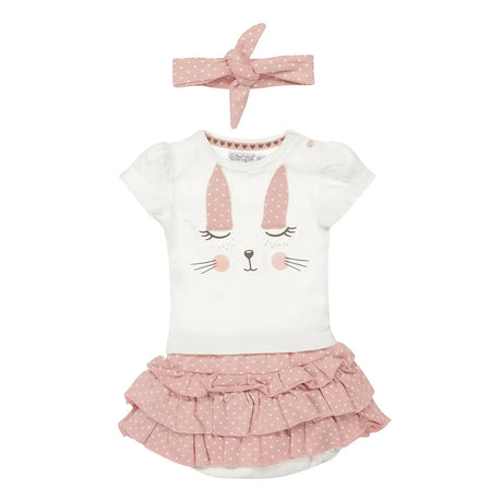 Girls baby set T-shirt & skirt off-white pink rabbit | Dirkje | Dirkje | Jenni Kidz