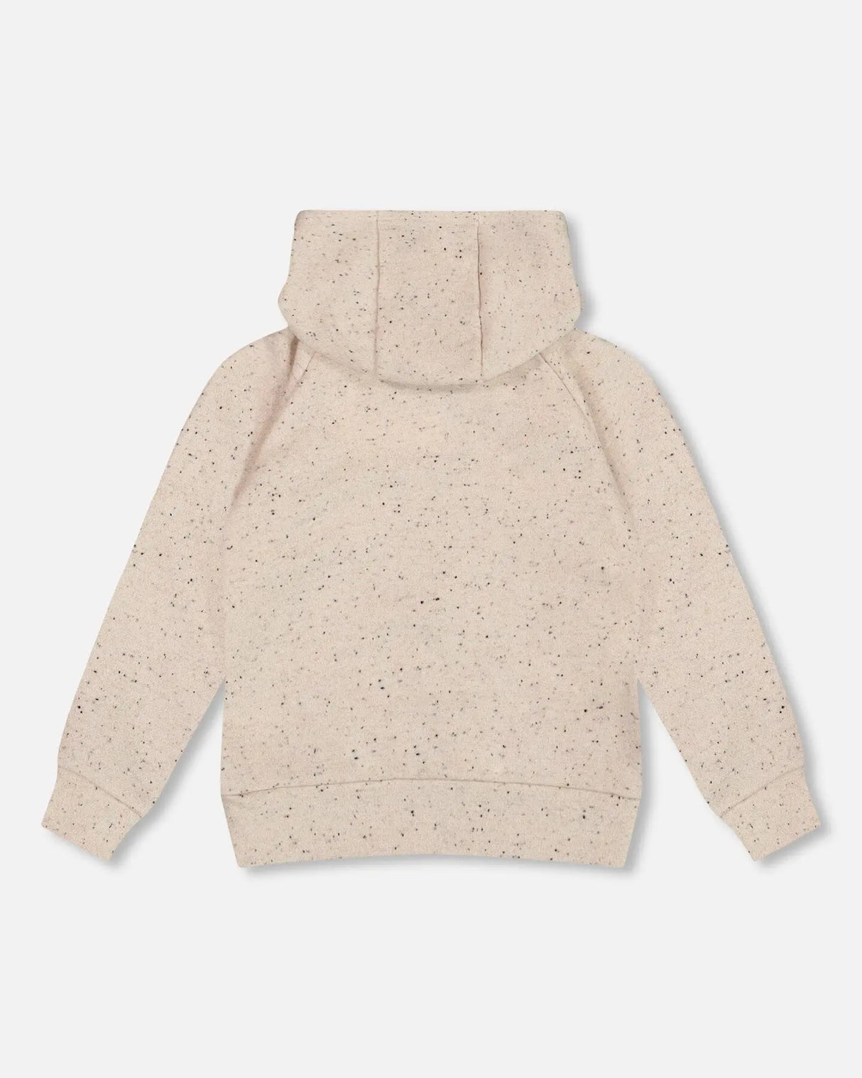 Glittering Beige French Terry Hoodie With Heart Applique | Deux par Deux | Jenni Kidz