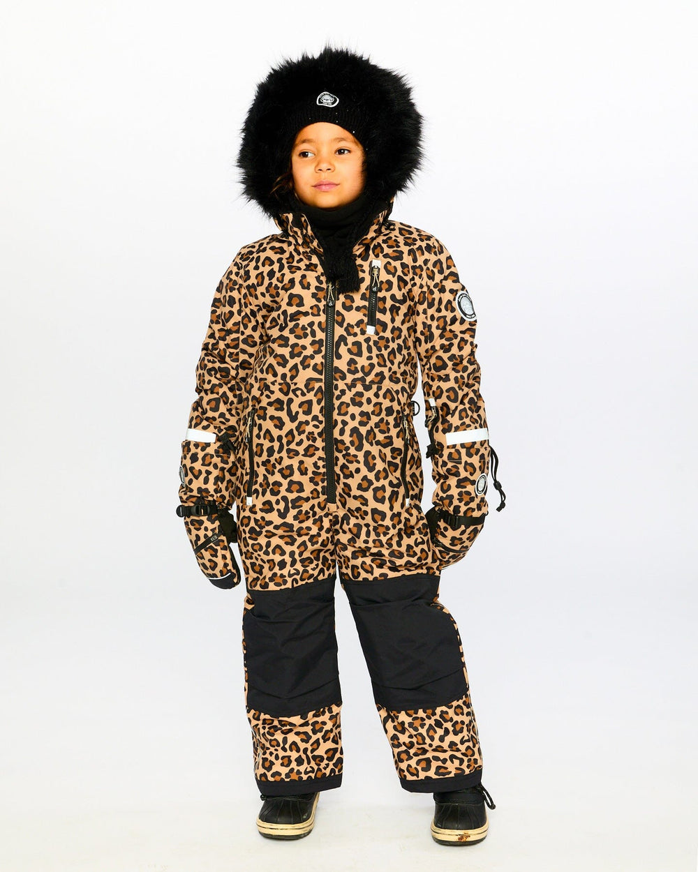 One-Piece Play Snowsuit Beige Leopard-1
