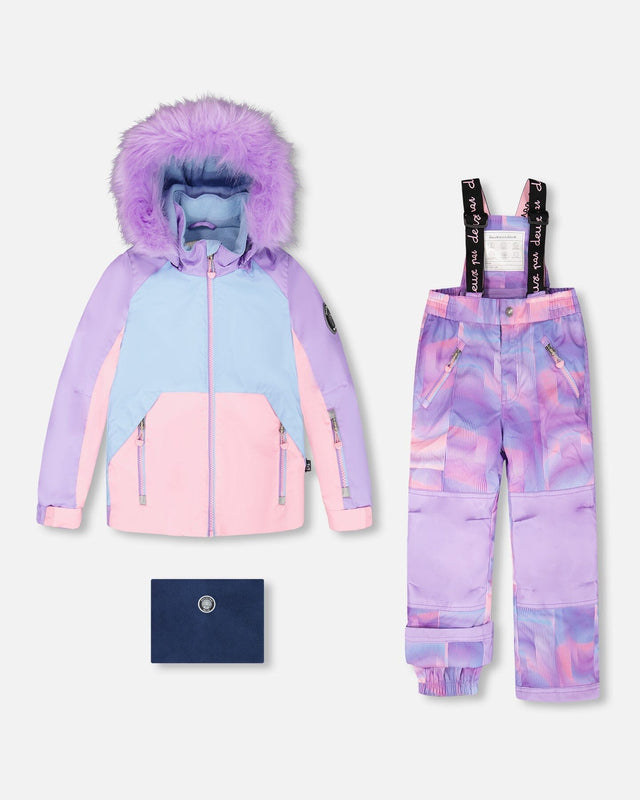 Two-Piece Play Snowsuit Purple Geo-5