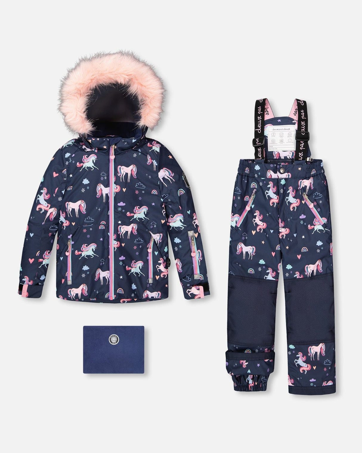 Two-Piece Play Snowsuit Navy Unicorn Print-0