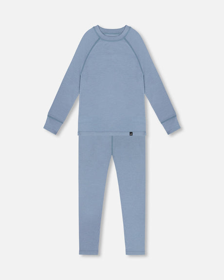 Merino Wool Base Layer Set Blue Gray-0