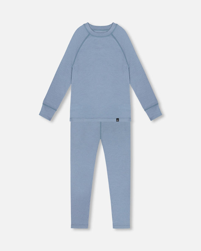 Merino Wool Base Layer Set Blue Gray-0