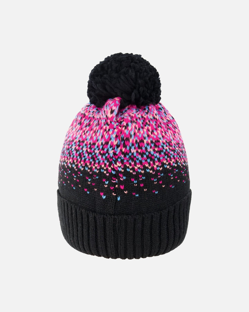 Lined Knit Pompom Hat Black And Pink-2