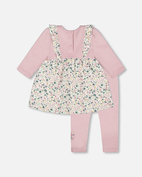 Organic Cotton Bi-Material Tunic And Leggings Set Neutral Purple-2