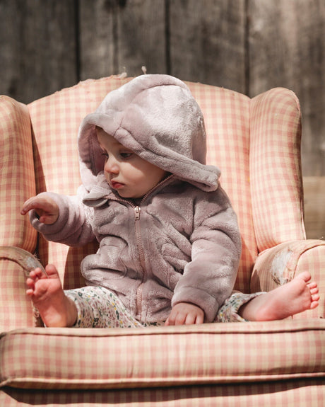 Hooded Zip Plush Jacket Neutral Purple-1