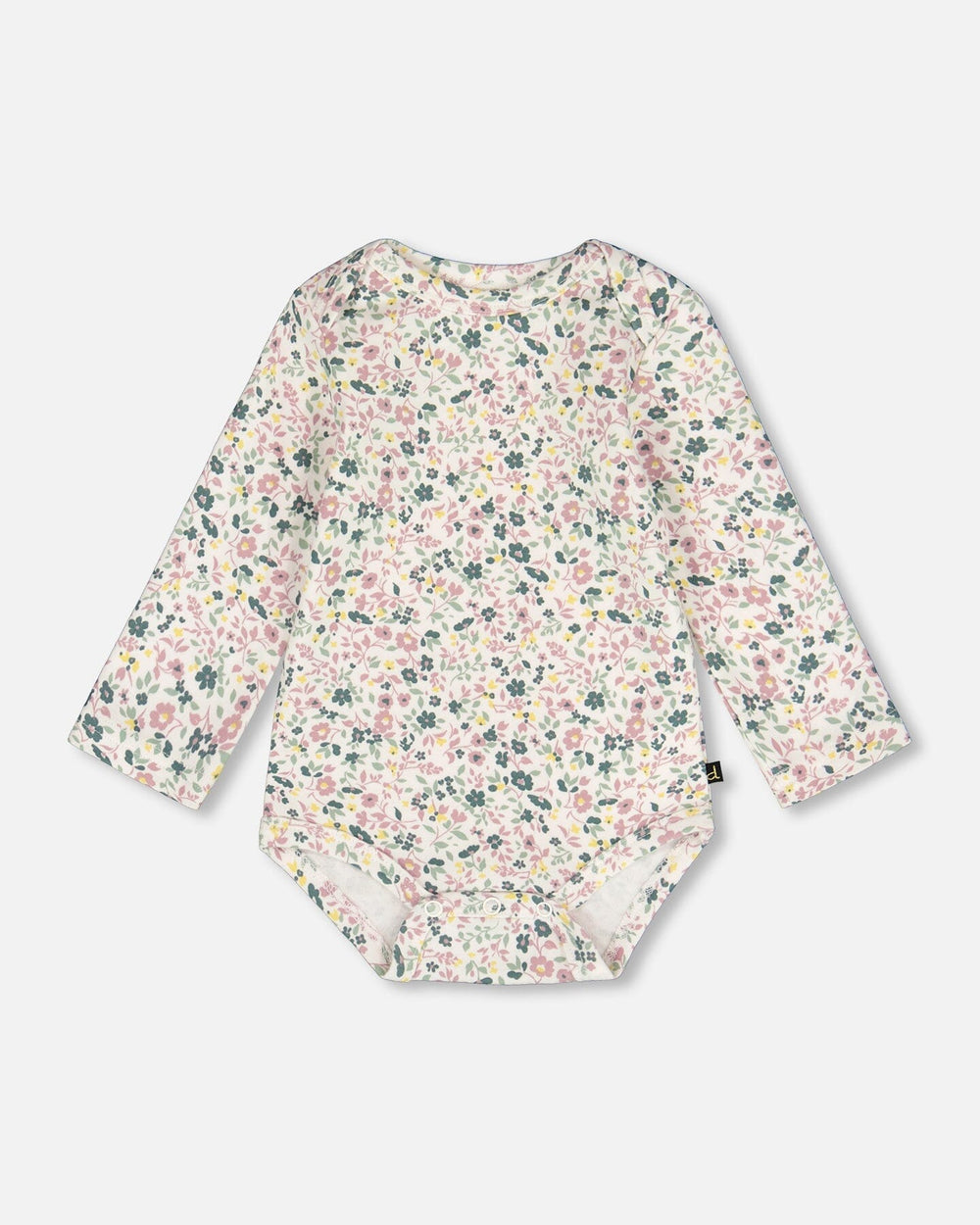 Organic Cotton Long Sleeve Romper Off-White Floral-0
