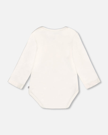 Organic Cotton Long Sleeve Romper Off-White Floral-2