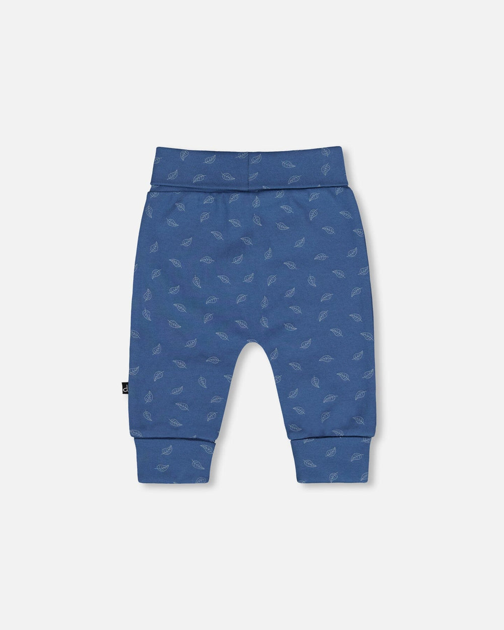 Organic Cotton Evolutive Pants Blue Printed Leaves-1