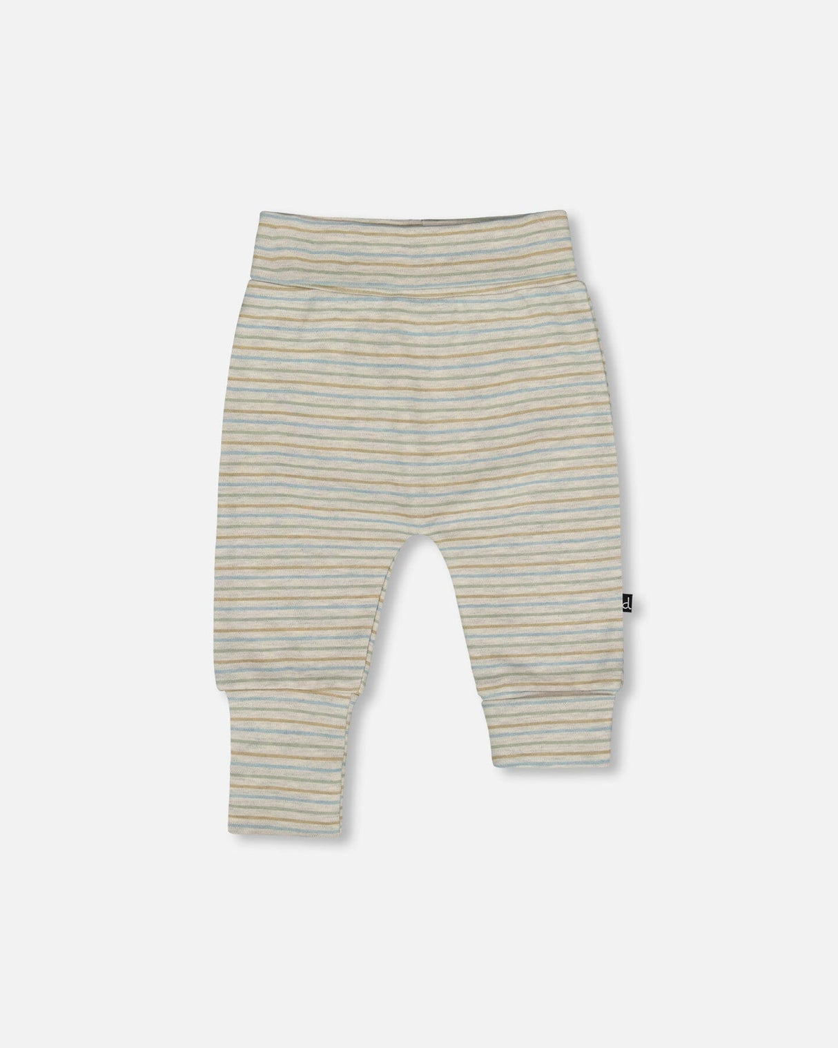 Organic Cotton Evolutive Pants Striped Heather Beige And Gray-0