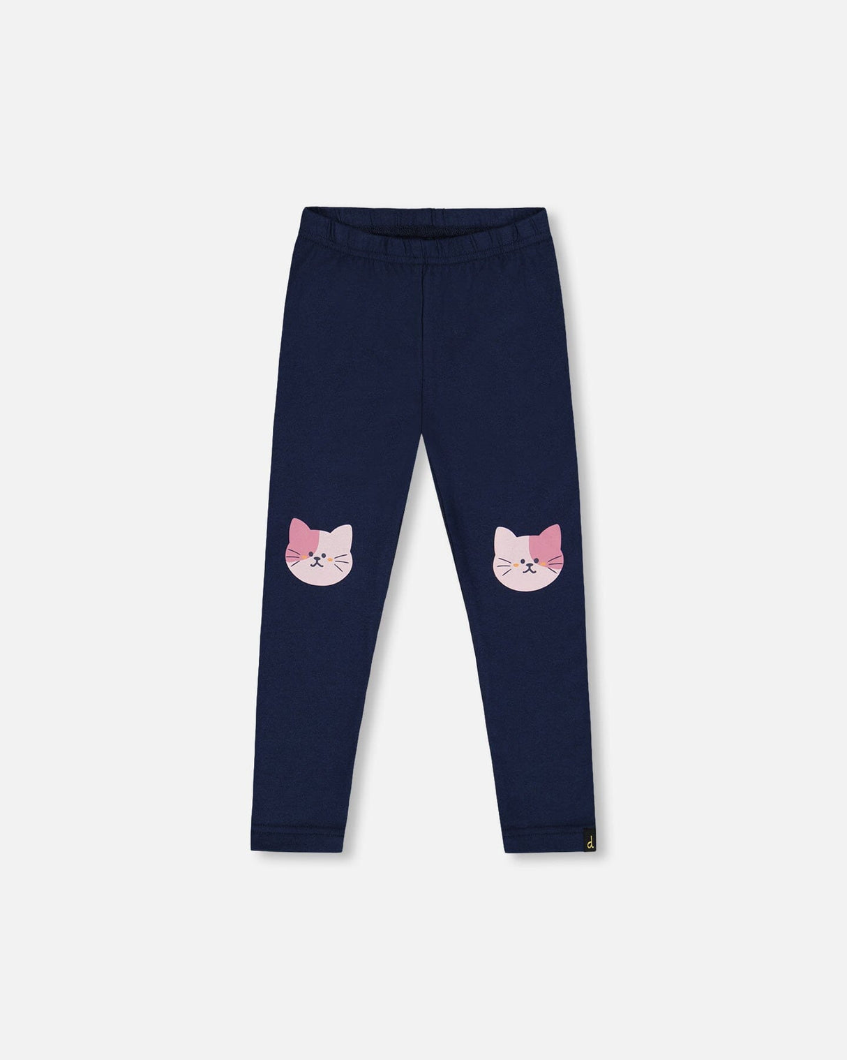 Organic Cotton Jersey Leggings Dark Blue With Cats-0
