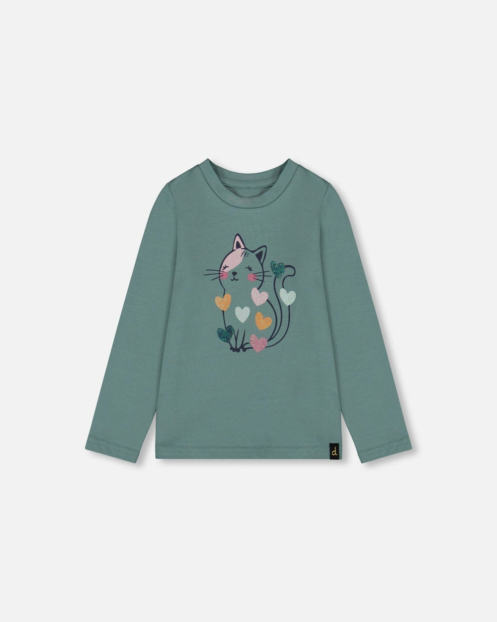 Organic Cotton T-Shirt Sage With Cat-0