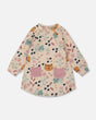 Glittering French Terry Dress Beige Printed Cat-0