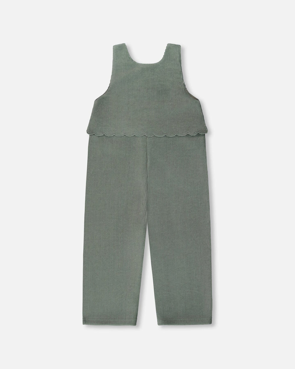 Stretch Velour Faux-Layered Overalls Jade Green-3