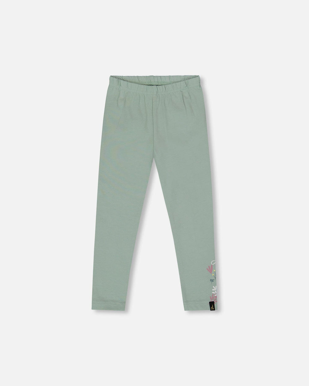 Organic Cotton Jersey Leggings Jade Green With Floral Detail-0
