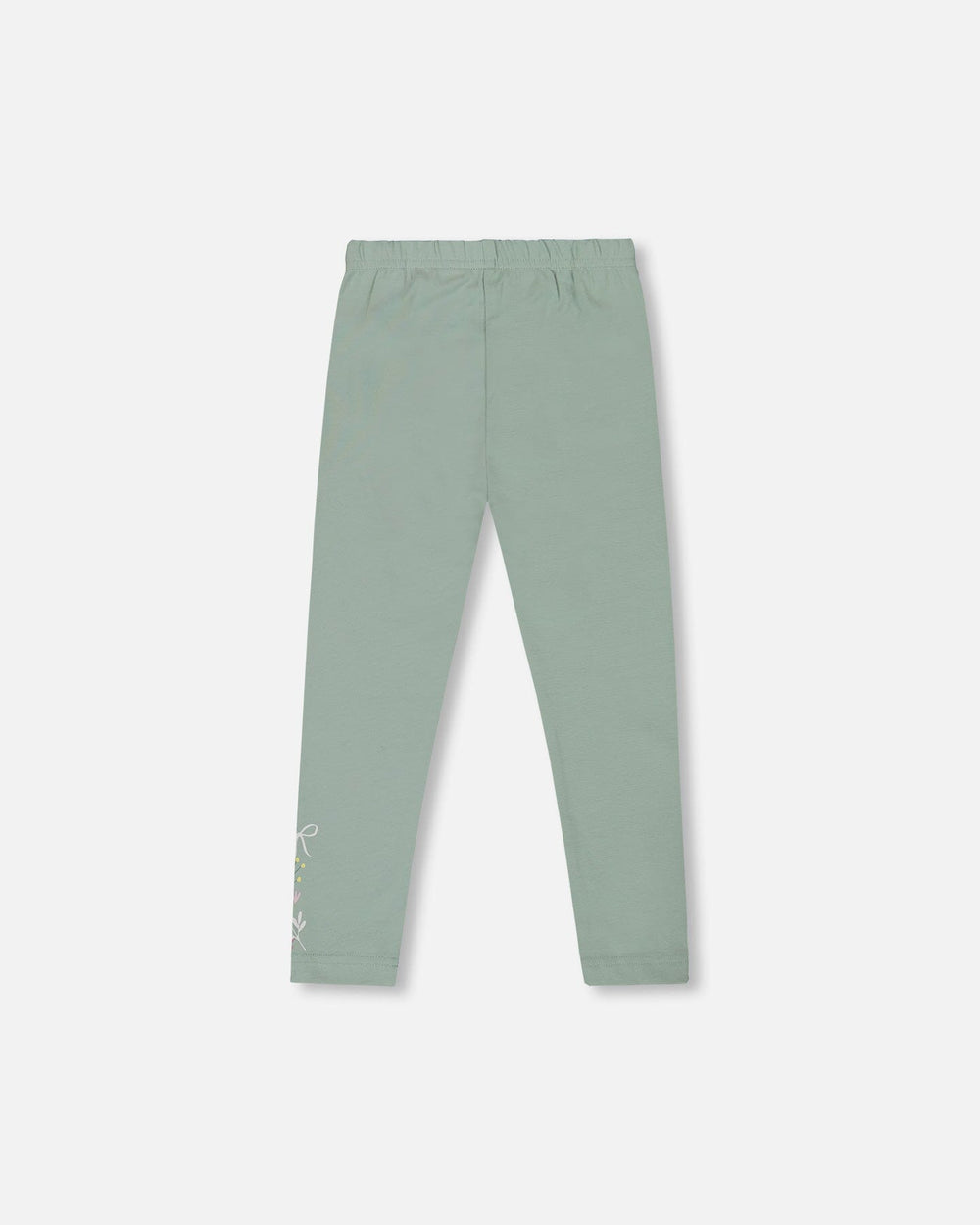 Organic Cotton Jersey Leggings Jade Green With Floral Detail-2