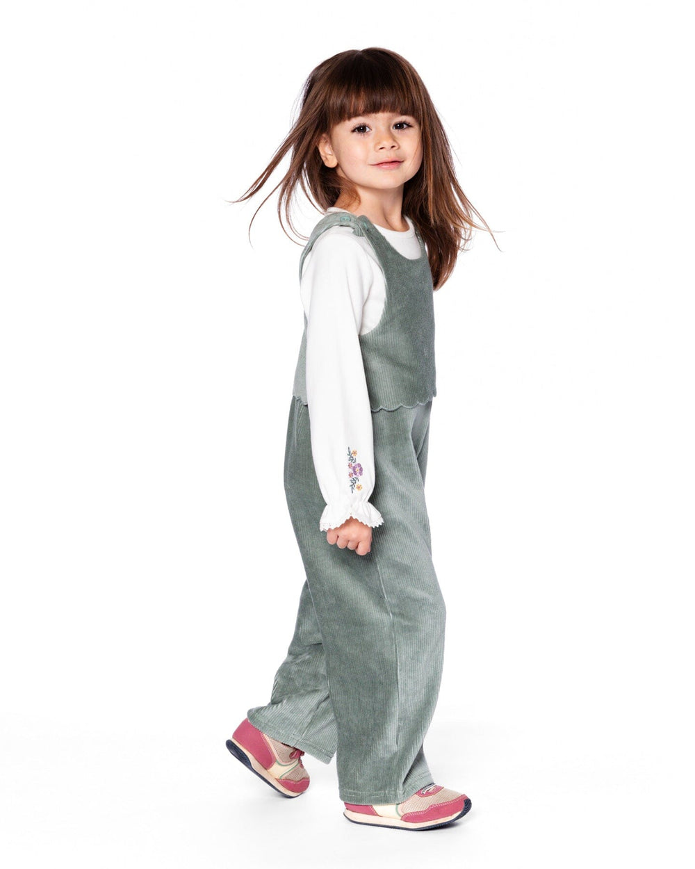 Jersey Top Off-White With Embroidered Floral Sleeves-2