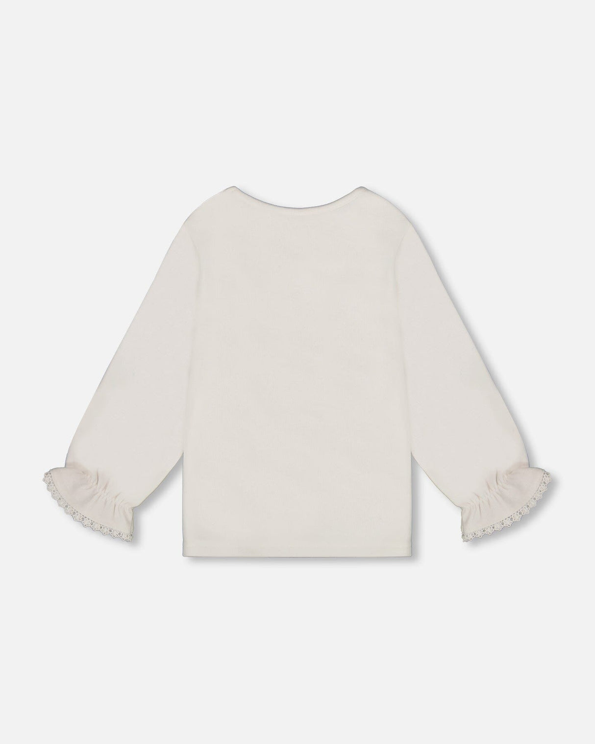 Jersey Top Off-White With Embroidered Floral Sleeves-3