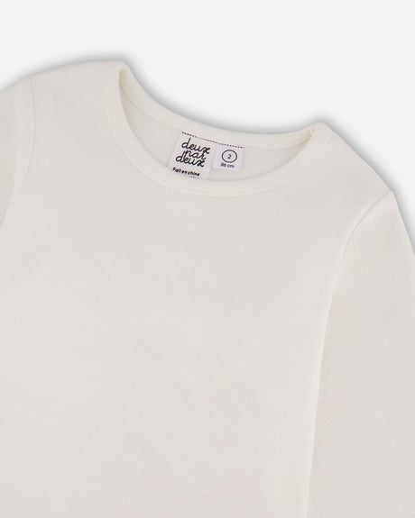 Jersey Top Off-White With Embroidered Floral Sleeves-4