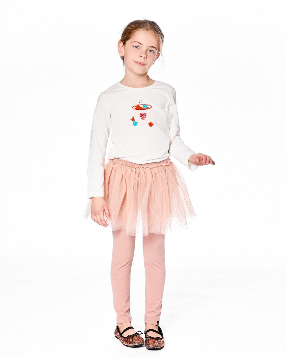 Organic Cotton Long Sleeve T-Shirt Off-White With Hot Chocolate-1