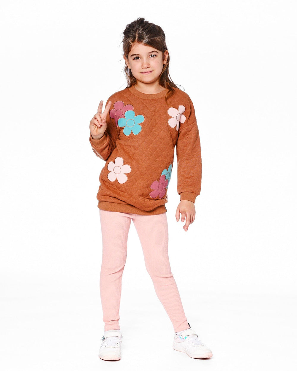Quilted Tunic Mocha With Flowers-1