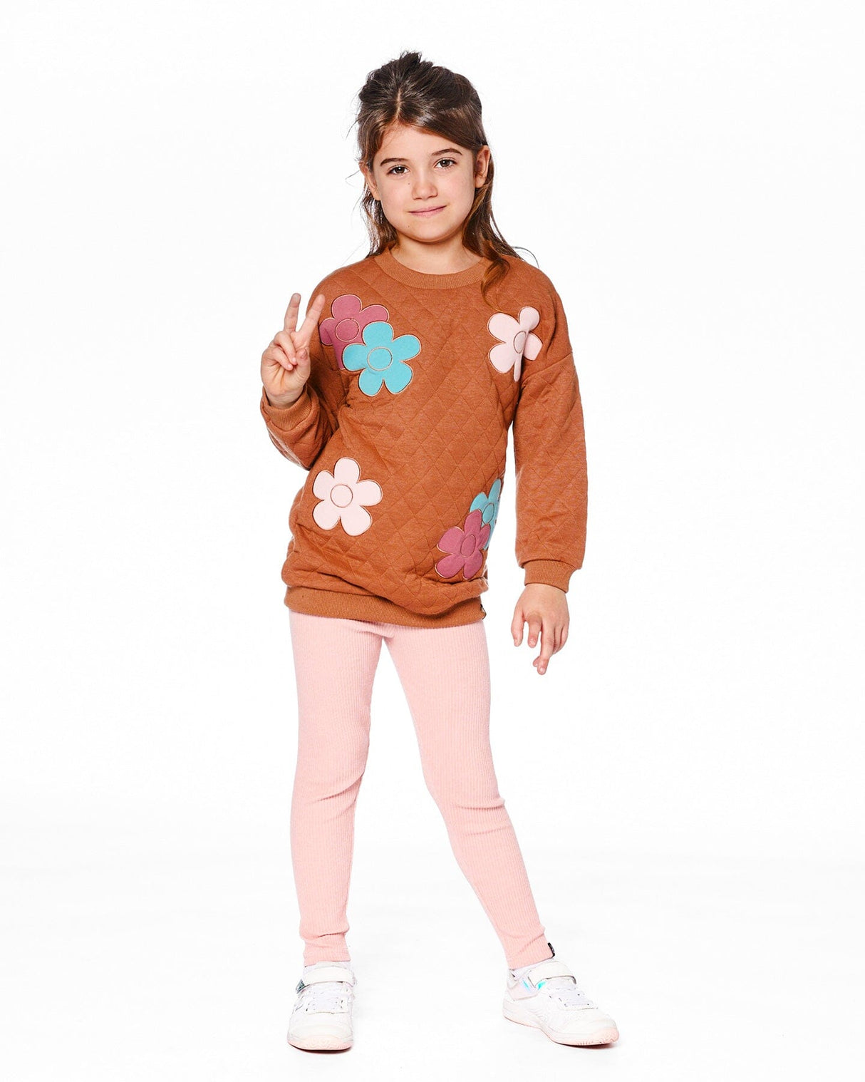 Quilted Tunic Mocha With Flowers-1