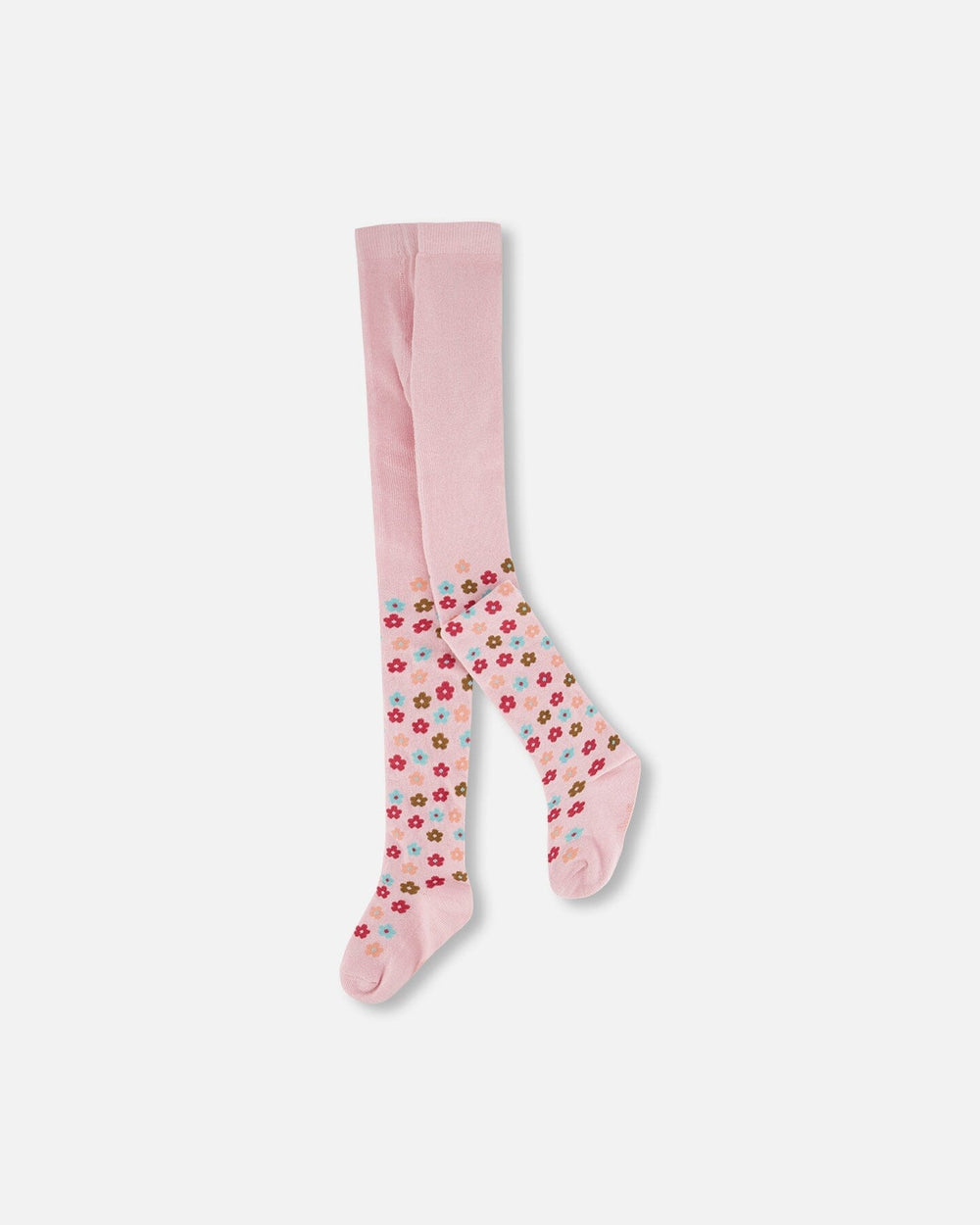 Knit Tights Light Pink With Flowers-0