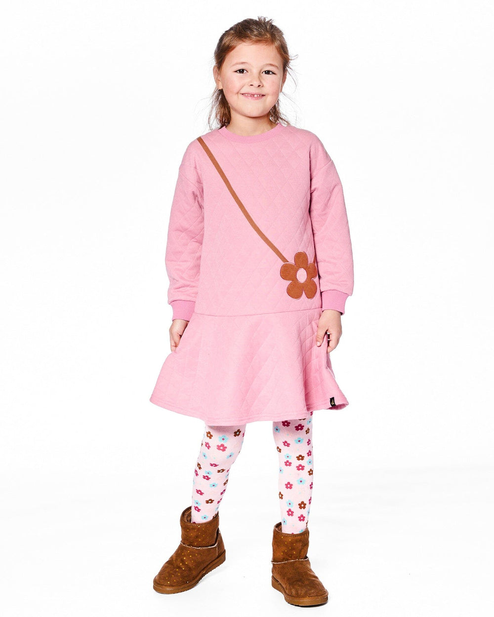 Knit Tights Light Pink With Flowers-1