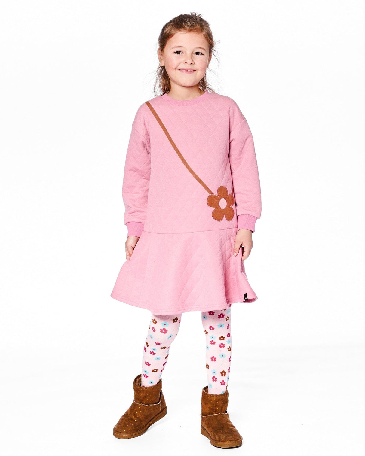 Knit Tights Light Pink With Flowers-1