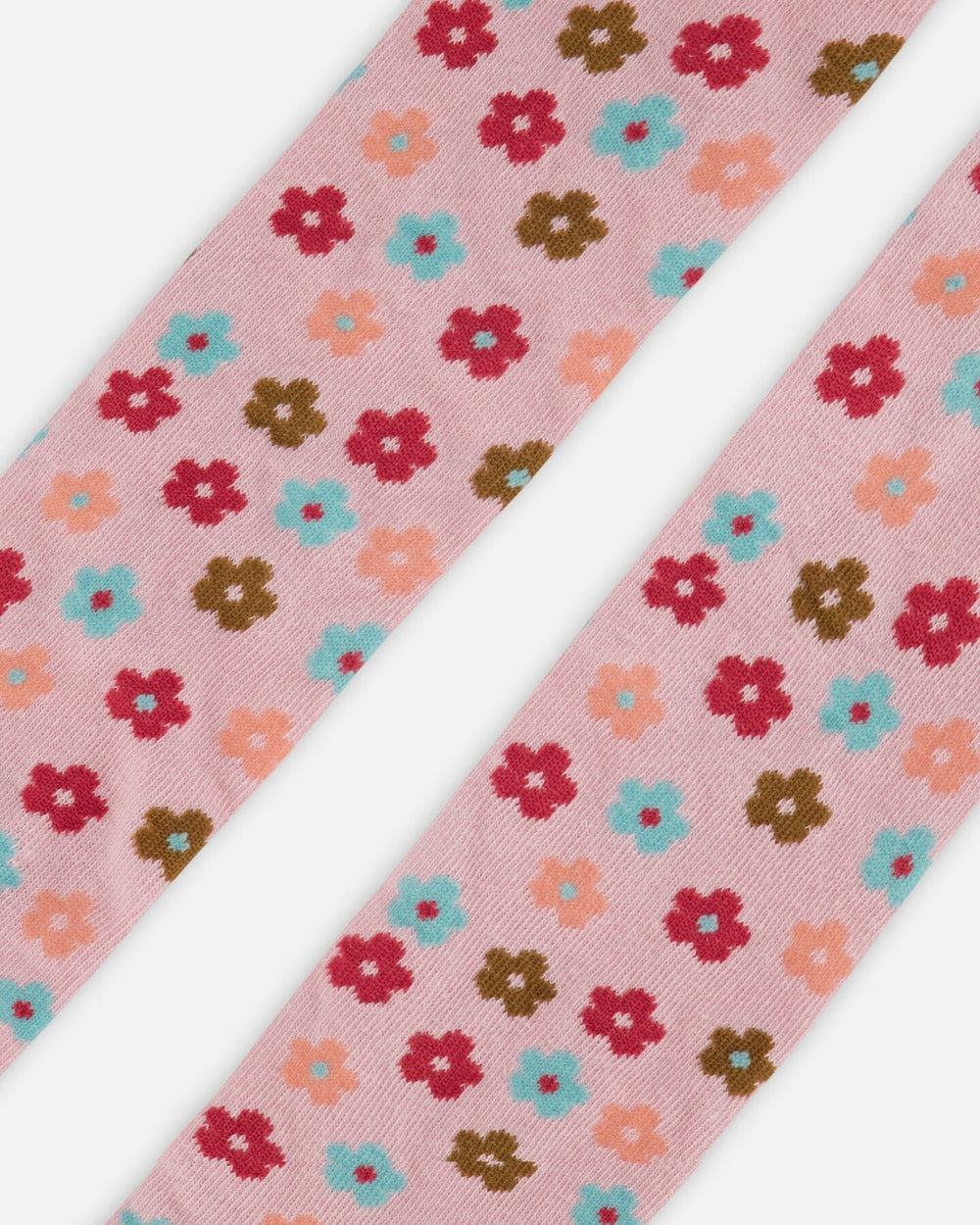 Knit Tights Light Pink With Flowers-3