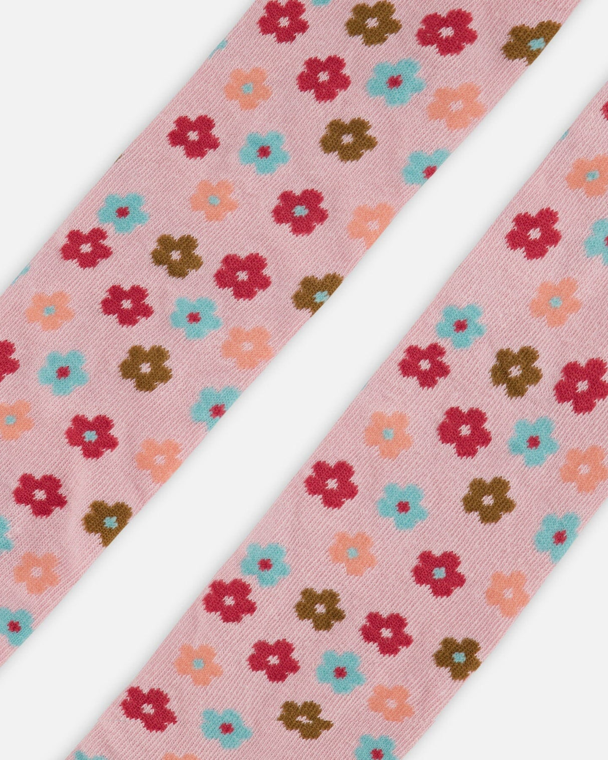 Knit Tights Light Pink With Flowers-3