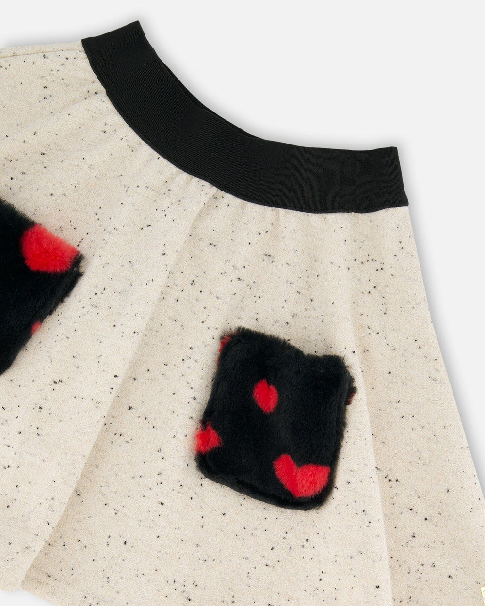 Glittering French Terry Skirt Beige And Black-3