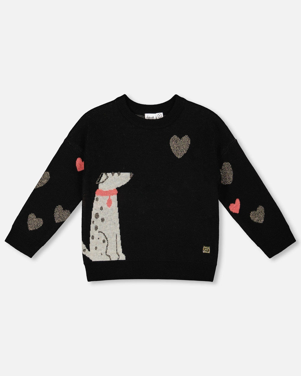 Knit Sweater Black With Dalmatian And Hearts-0
