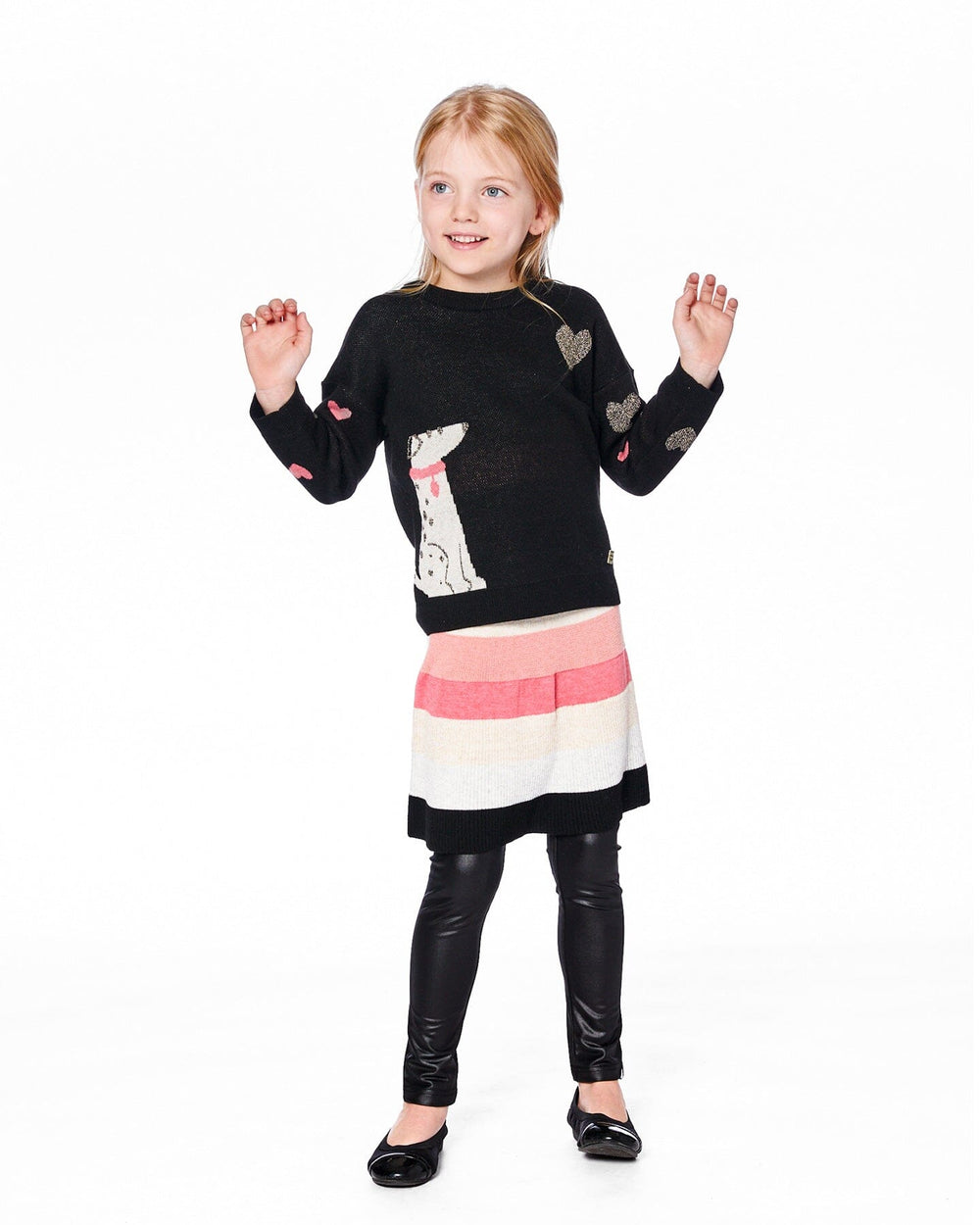 Knit Sweater Black With Dalmatian And Hearts-1