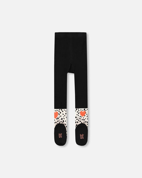Knit Tights Black With Dalmatian Pattern-2