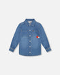 Denim Shirt Light Blue With Patch Pockets And Apple Patch-0