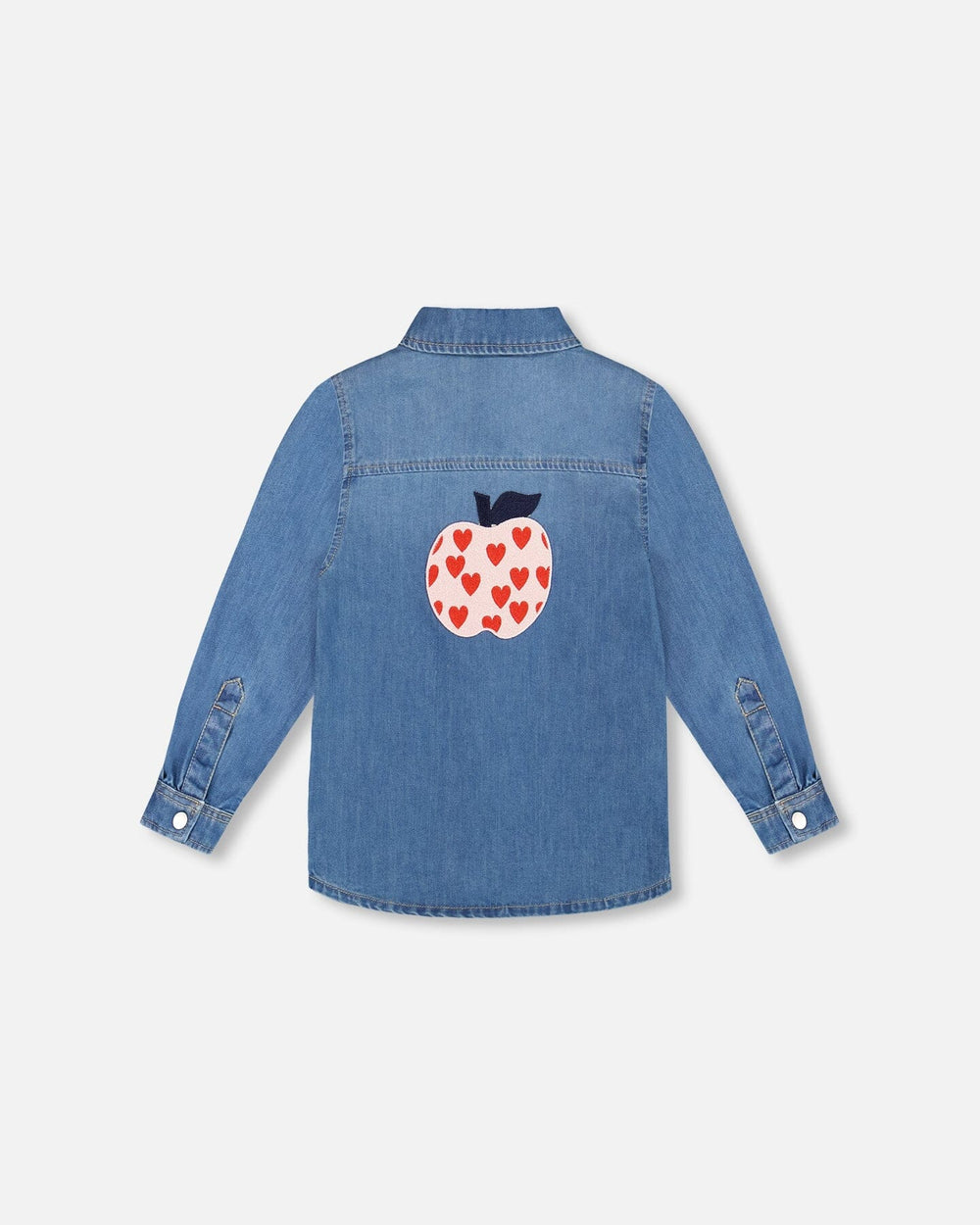 Denim Shirt Light Blue With Patch Pockets And Apple Patch-2