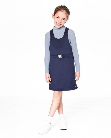 Milano Jumper Dress Navy Blue With Buckle Detail-1